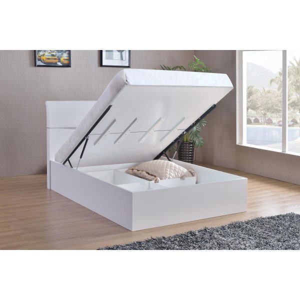 Arden White High Gloss Storage Bed Double