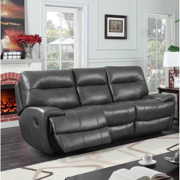 Bailey Recliner LeatherGel & PU 3 Seater Grey