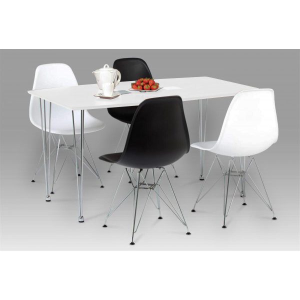 Bianca Rectangle Dining Table Matt White & Steel Chrome Legs