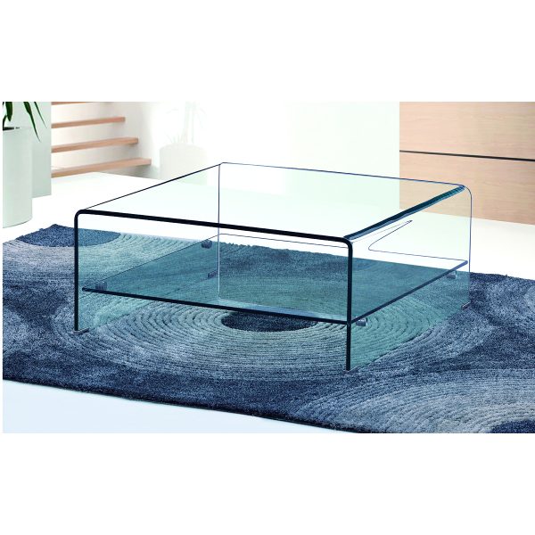 Angola Clear Square Coffee Table with Shelf