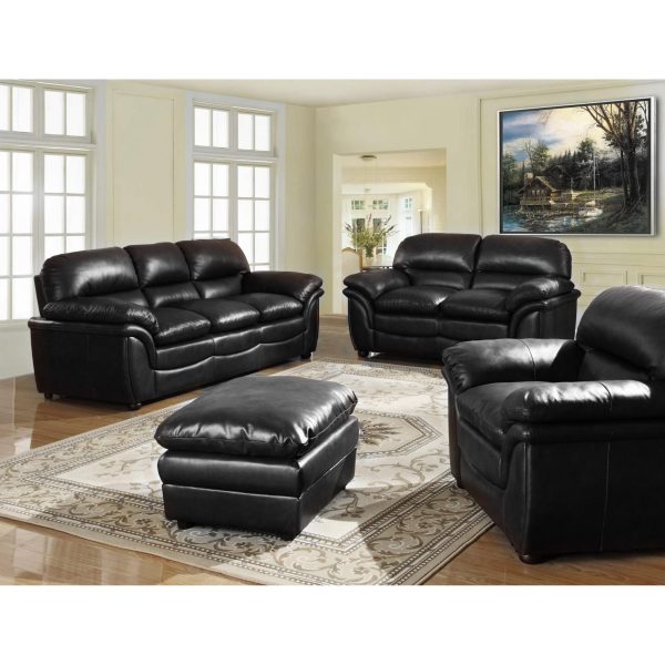 Fernando Sofa Full Bonded Leather Stool Black