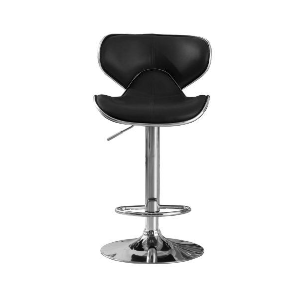 Hillside Bar Stool PU Chrome & Black (Set of 2 Stools)