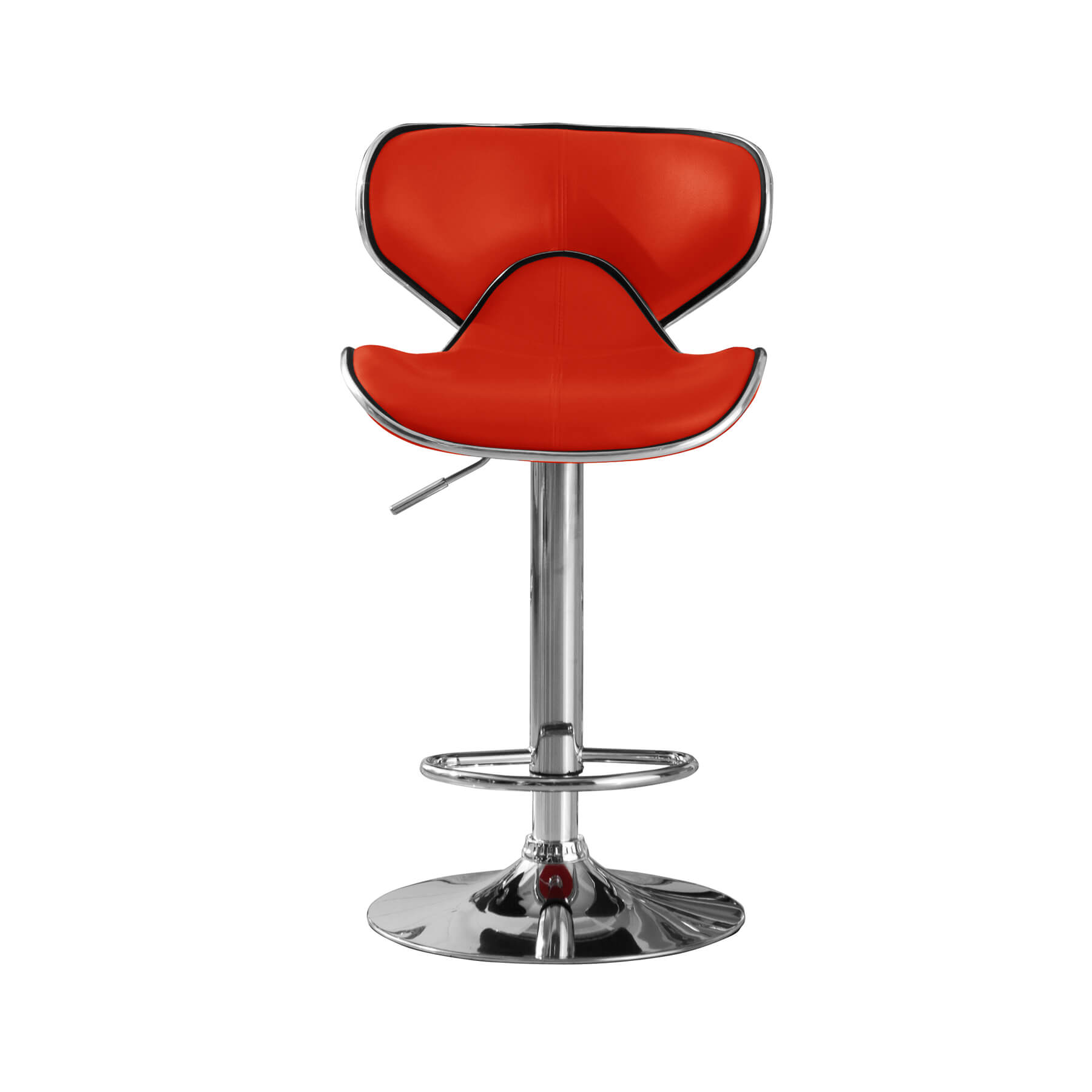 Hillside Bar Stool PU Chrome & Red (Set of 2 Stools)