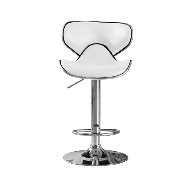 Hillside Bar Stool PU Chrome & White (Set of 2 Stools)