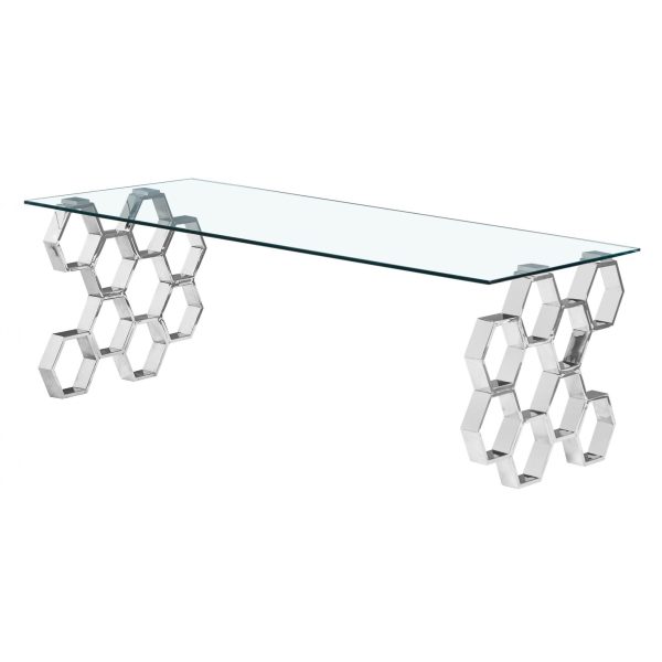 Quetta Silver Clear Glass Coffee Table