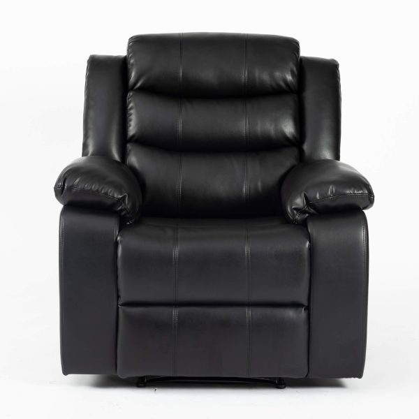 Turin Recliner Leather Aire 1 Seater Black