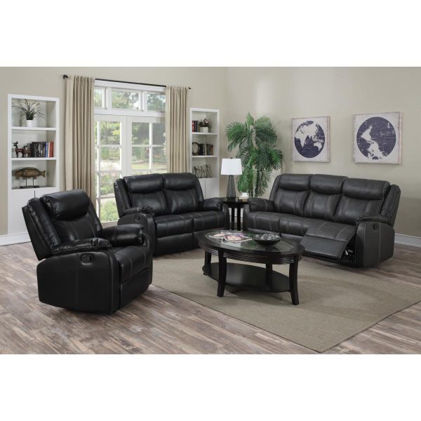 Leeds Recliner LeatherLux & PU 3 Seater Gun Metal